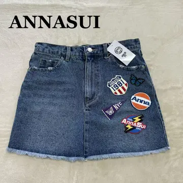 택 포함 새상품 ANNASUI 안나수이 와펜 데님 미니 스커트 M