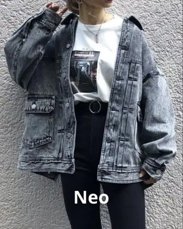 PAGEBOY BIG 케미컬 데님 자켓 그레이