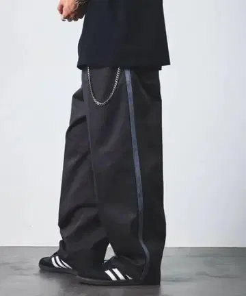 LOOSE FIT 사이드 라인 워크 팬츠/와이드 팬츠 남성용
