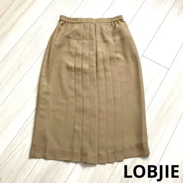 쇼와 레트로 LOBJIE 베이지 플리츠 무릎 기장 스커트