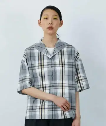 LOISIR 세일러 카라 블라우스 체크 M