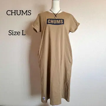 CHUMS 베이지 반팔 티셔츠 원피스 L
