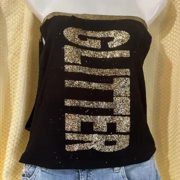GLITTER 베어 탑 블랙