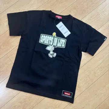 PEANUTS 스누피 티셔츠 L 블랙 SNPT-003SIL