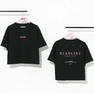 BLACKPINK 티셔츠 DEADLINE 숏 기장 티셔츠 블랙