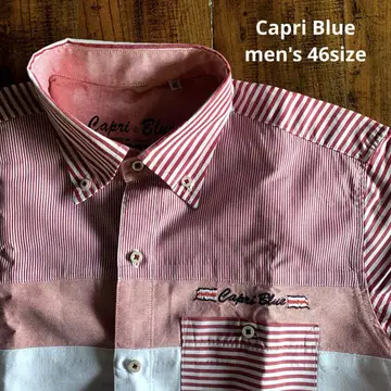 Capri Blue 반팔 셔츠 빨간색/흰색 스트라이프