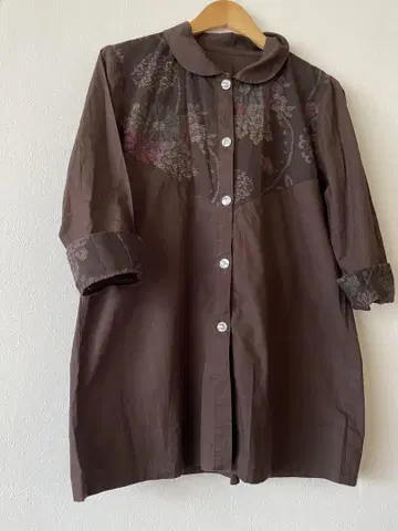 코스모스 텍스타일/가스리 패턴 블라우스 셔츠 size L