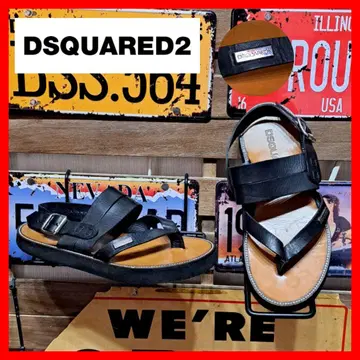 Dsquared2 디스퀘어드 로고 플레이트 가죽 스트랩 샌들