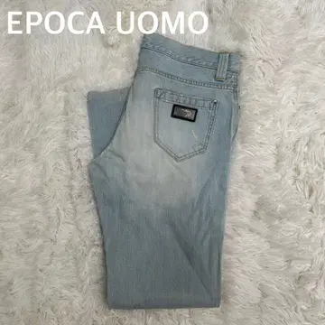 EPOCA UOMO 버튼 플라이 데미지 데님 팬츠 청바지 블루