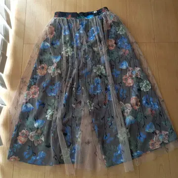 스칼라 꽃무늬 튤 팬츠
