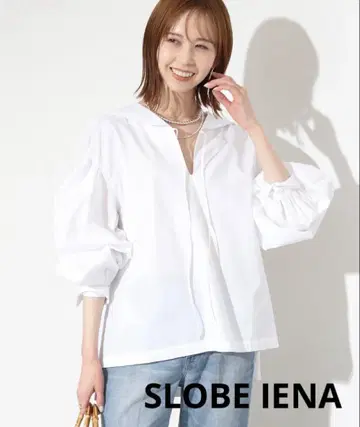SLOBE IENA 샴브레이 세일러 블라우스