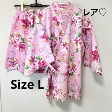 컨디션 최상 헬로키티 진베이 여성용 핑크 꽃무늬 L KITTY 레어