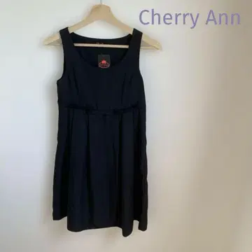 택 포함 새상품 Cherry Ann 체리앤 리본 블랙 무릎 기장 원피스