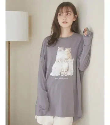 젤라또피케 CAT 원포인트 롱 T 그레이