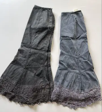 LEST ROSE 레스트로즈 비대칭 레이스 롱 스커트 데님 2장