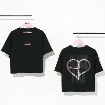 새상품 BLACKPINK 티셔츠 하트 숏 기장 티셔츠 블랙
