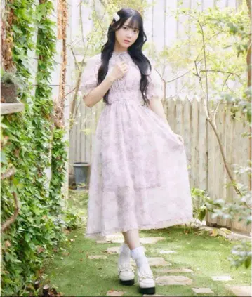ROJITA 로지타 꽃무늬 롱 원피스 반팔 핑크