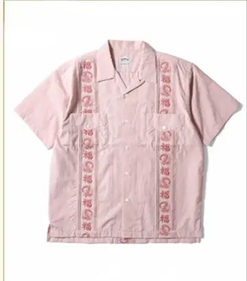 휴스턴 베트남 자수 CUBA SHIRT 핑크 반팔 셔츠