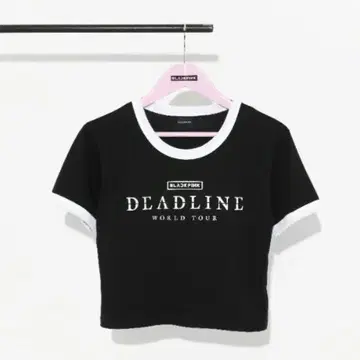 새상품 BLACKPINK 티셔츠 DEADLINE 숏 기장 티셔츠 블랙