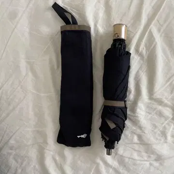 미사용 린넨 소재 접이식 양산 대나무 손잡이 블랙