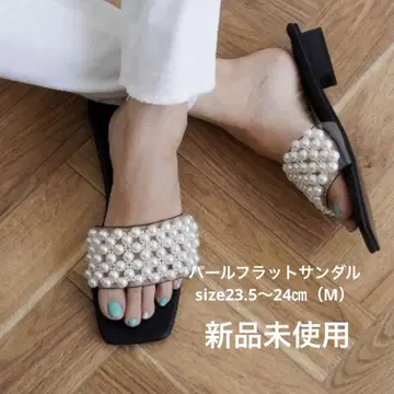 펄 플랫 샌들 사이즈 M