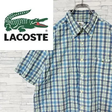 LACOSTE 라코스테 반팔 셔츠 버튼 다운 원포인트 자수 로고 XL