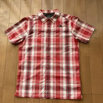 THE NORTH FACE 반팔 체크 셔츠 레드