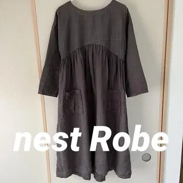 nest Robe 네스트로브 7부 소매 A라인 린넨 원피스 블랙