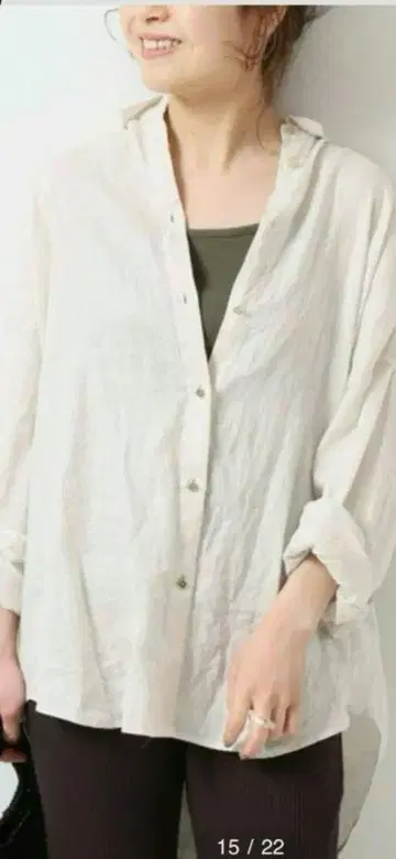 Spick & Span 린넨 셔츠 골드 버튼