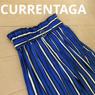 CURRENTAGA 카렌테이지 블루 스트라이프 와이드 팬츠 벨트 포함