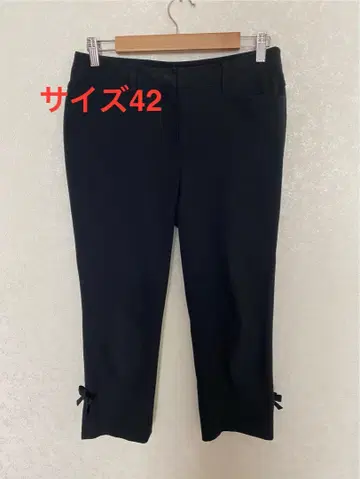 투 비 시크 크롭 팬츠 리본 스트레치 42 블랙