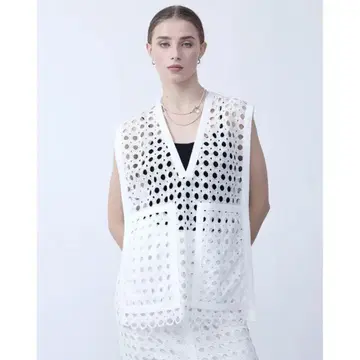 야마다야 Aga 서클 컷워크 레이스 베스트 (화이트)