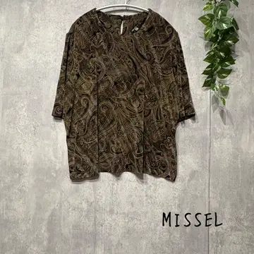 MISSEL 오분 소매 티셔츠 페이즐리 무늬 올 패턴 빅 사이즈 LL