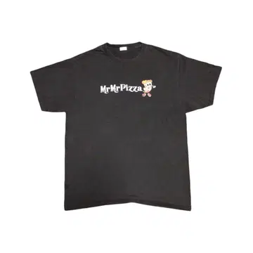 USA 구제 의류 [페이드] Mr.MrPizza 프린트 티셔츠 블랙 L