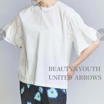 BEAUTY&YOUTH 화이트 오부 소매 블라우스