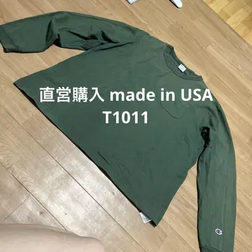 챔피온 T1011 그린 X-LARGE 긴팔 헤비 USA