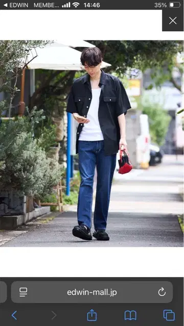 스트레이트 데님 팬츠 다크 블루