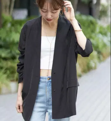RIAM 리암 큐프라 블라우스 자켓 블랙