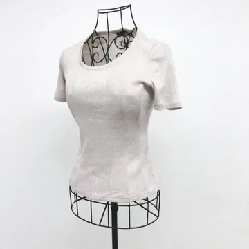 폴 스튜어트 티셔츠 상의 베이지 일본제 라메 반팔 심플