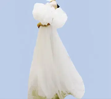 [클리닝 완료] 프릴 오프 숄더 웨딩 드레스 화이트