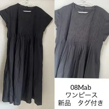 08Mab 새상품 핀턱 원피스 반팔 블랙 08맵 린넬