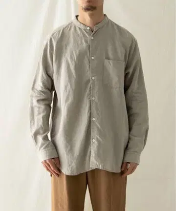 nest robe CONFECT 하이 카운트 린넨 밴드 카라 셔츠