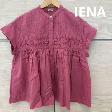 IENA 코튼 린넨 반팔 블라우스 핑크 루즈핏