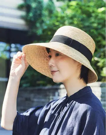 다나카 모자점 스텔라 밀짚 롱 챙 여배우 모자 새상품급