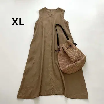 무인양품 MUJI 프렌치 린넨 워시드 슬리브리스 원피스 린넨 XL