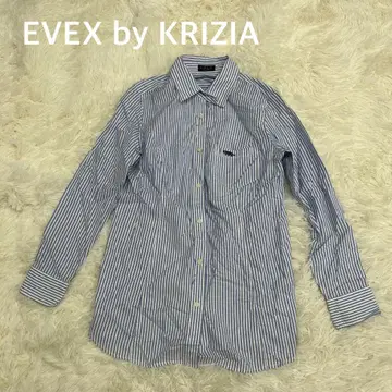 EVEX by KRIZIA 스트라이프 긴팔 셔츠 블라우스 블루