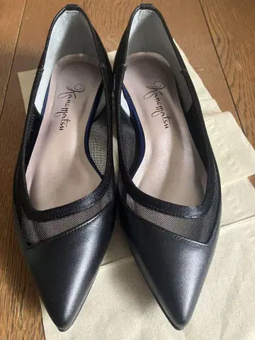긴자 카네마츠 플랫 펌프스 가죽 블랙 검정 21.5cm