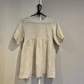 애프터눈 티 블라우스 화이트 체크 M -L