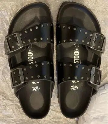 버켄스탁 애리조나 가죽 36 블랙 내로우 핏