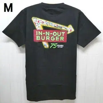 인 앤 아웃 버거 75주년 반팔 티셔츠 M 블랙